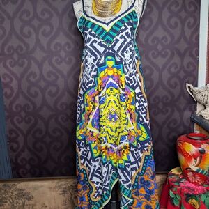 Jealous Tomato Blue and Yellow Scoop Neck Sundress